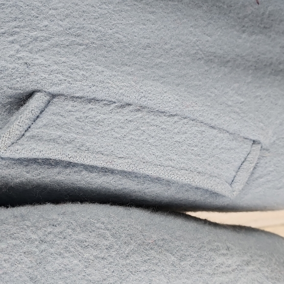 RARE Vintage Hudson's Bay Company 100% pure virgin wool blue coat fur trim MED - Picture 2 of 13